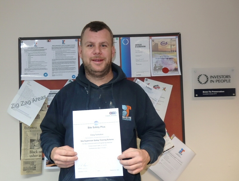 Craig Tarbotton with his Site Safety First Certificate