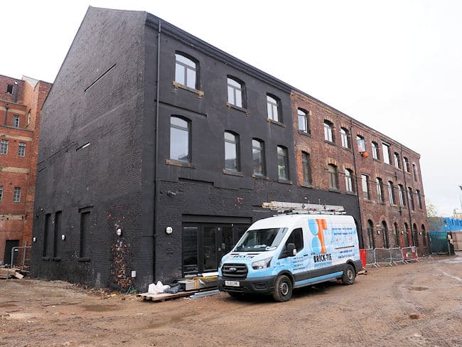 A Brick-Tie van next to Rutland Mill Wakefield West Yorkshire