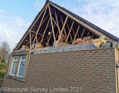 Wind induced gable collapse due to lack of lateral restraint