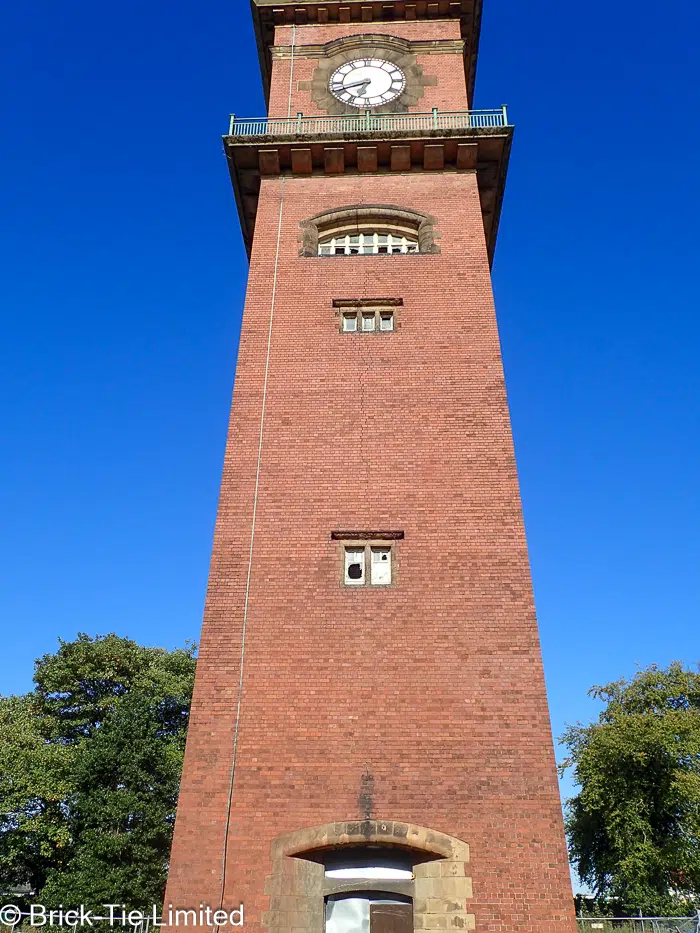 The south side of the Seacroft water tower in glorious sunshine. Note the clock and the external walk0way from which Leeds can be viewed.