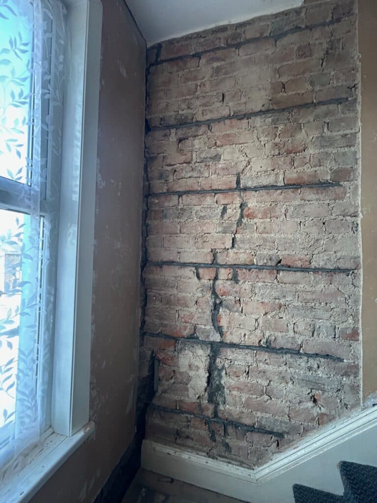 A Helifix combined crack stitching and lateral restraint system in Bridlington